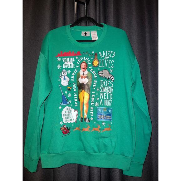 Ugly Christmas Sweater Xmas Sweatshirt Crewneck Size Large Elf - Picture 1 of 3